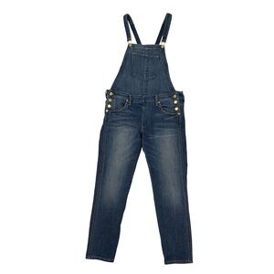 True Religion Blue Denim Katie Crop Bib Overalls Low Rise Slim Fit Y2K Boho XS